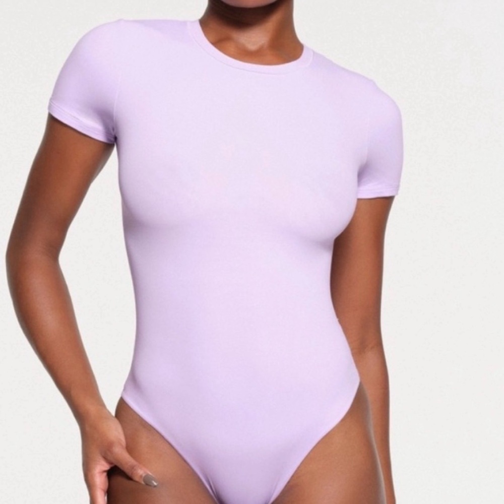 SKIMS Light Purple Short Sleeve Bodysuit